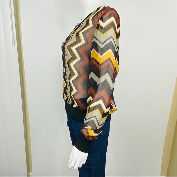 Missoni Target XS Brown Sheer Chevron Blouse Top - Picture 3 of 7